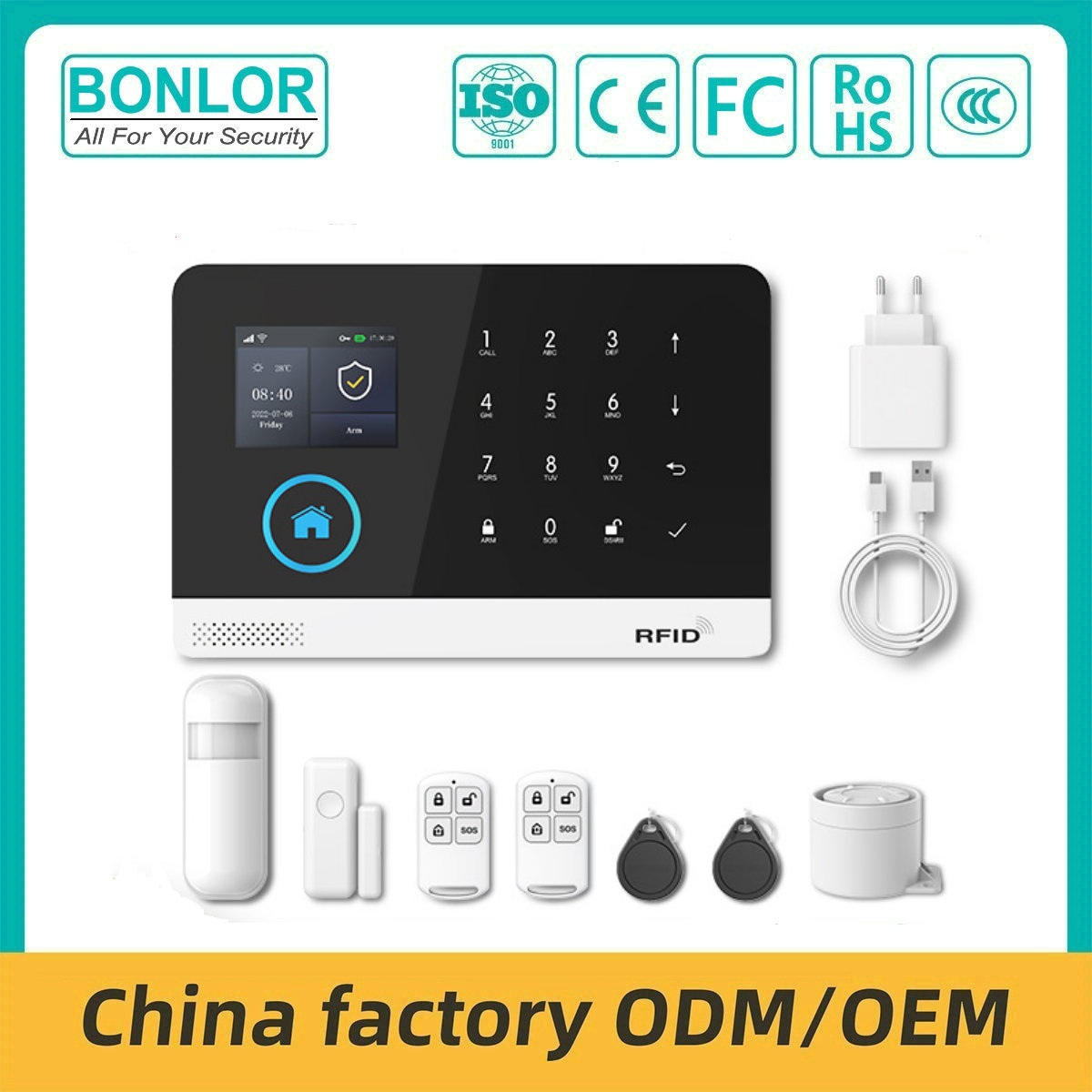 SF-G6 433mhz Wifi/Gsm Wireless Home Security System ABS Material Tuya App