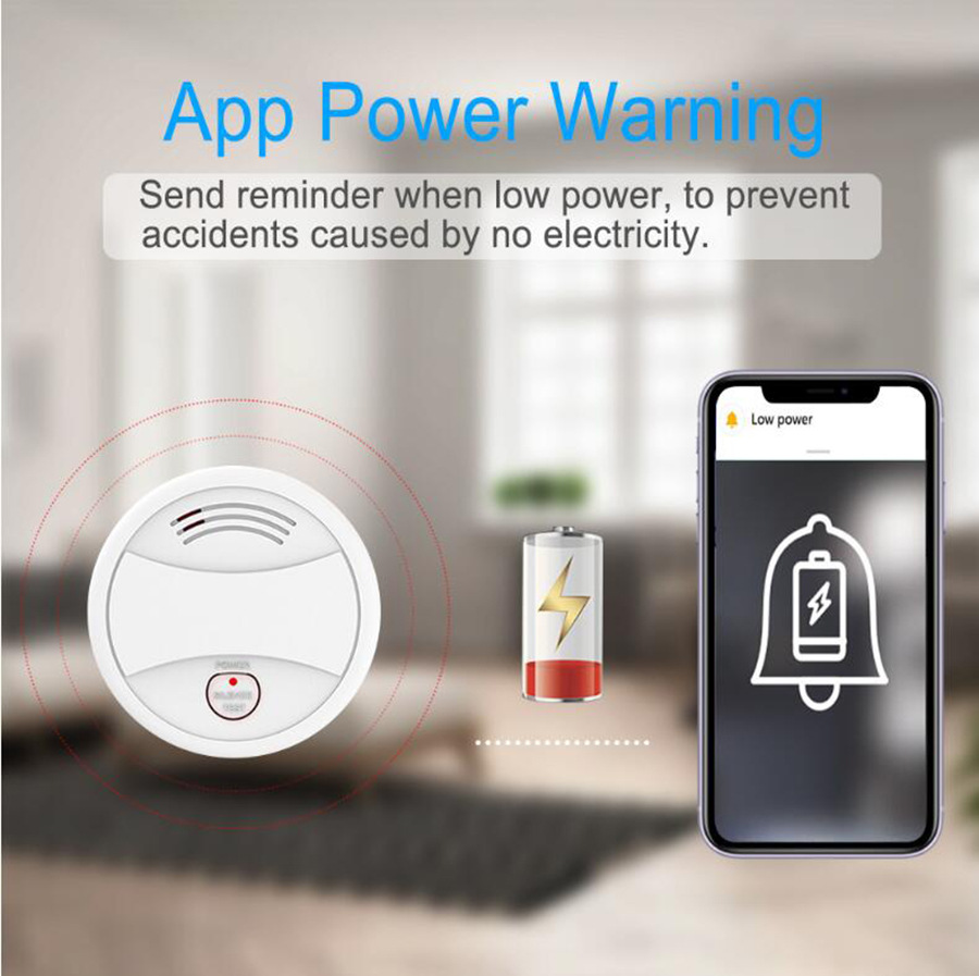 Smart WiFi Smoke Alarm Tuya Smart Life Fire Protection Smoke Alarm System Home Security Smoke Detector