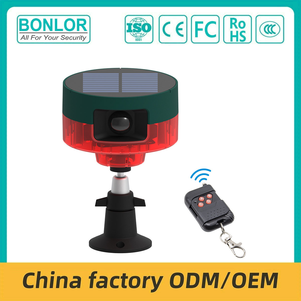 SF-911S Wireless Solar RF Remote Alarm Siren Solar Animal Repeller With Built in