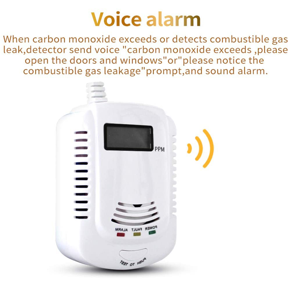 Home Standalone Plug-In Combustible Gas Detector LPG LNG Coal Natural Gas Leak Alarm Sensor Voice Warning Alarm Sensor