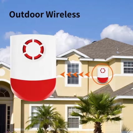 433MHz Outdoor Wireless Waterproof Flash Alarm 120dB High Decibel Loudness Sound & Flash LED Outdoor Security Alarm System