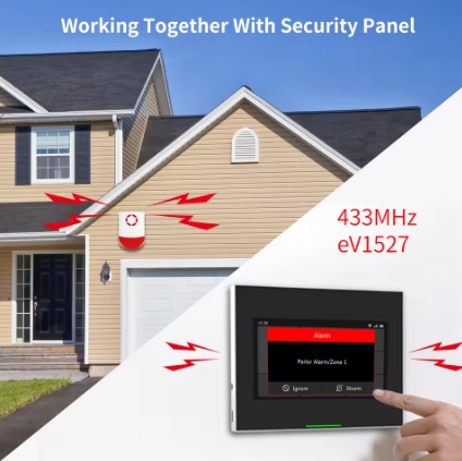 433MHz Outdoor Wireless Waterproof Flash Alarm 120dB High Decibel Loudness Sound & Flash LED Outdoor Security Alarm System
