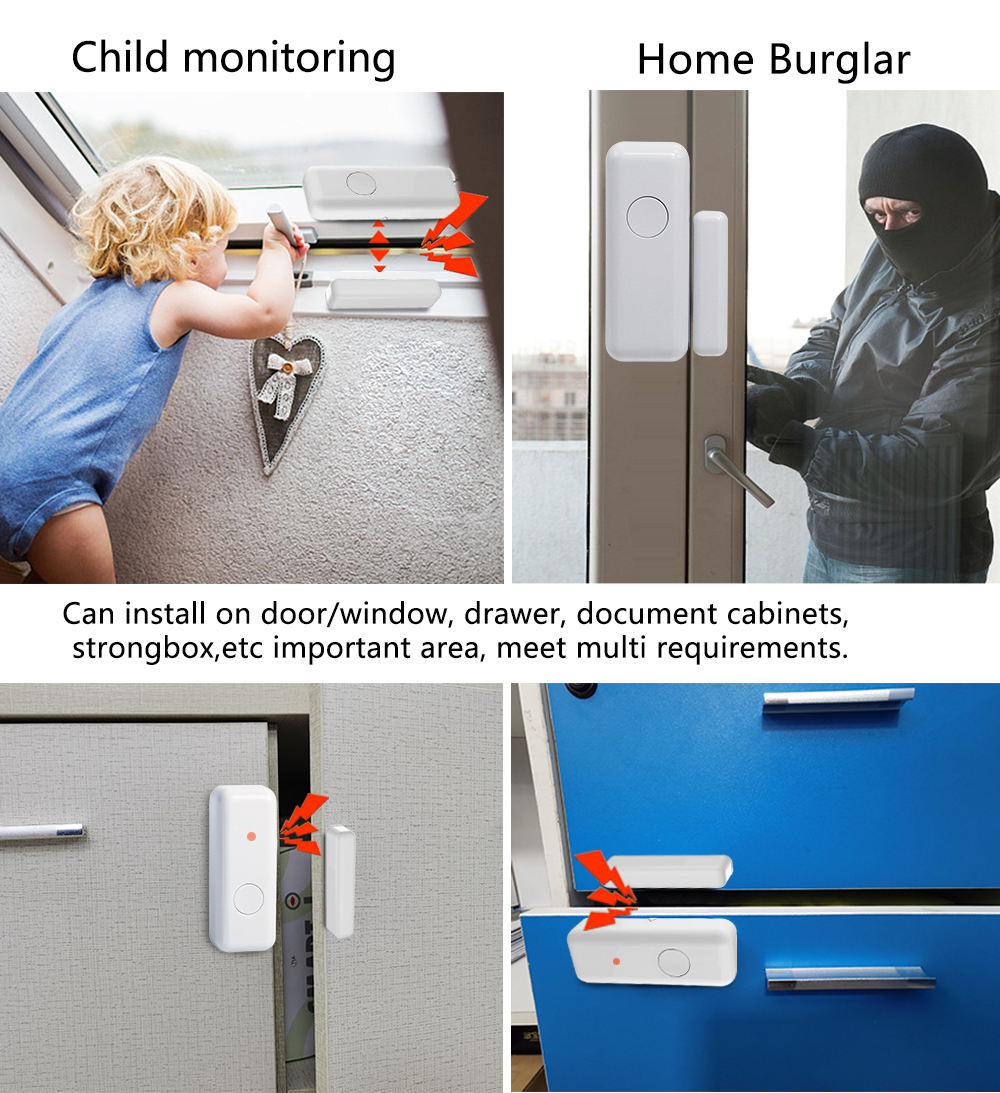 Wireless  433mhz  Door Sensor Window Open Detector with SOS Button Work with Home Security Alarm System