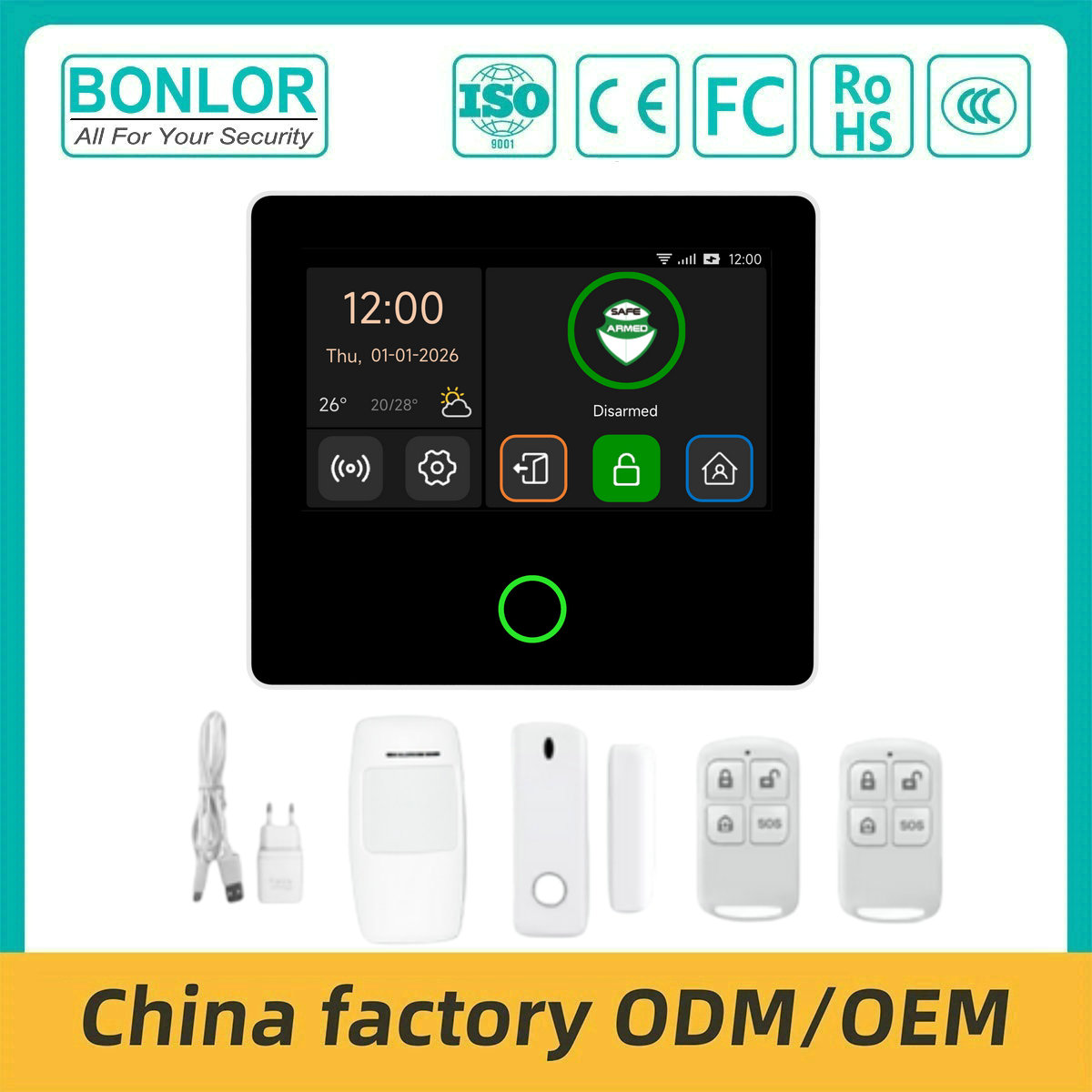 SF-G24 Tuya Smart WiFi 4G Security Alarm System Panel Built-in Siren with 433 Do